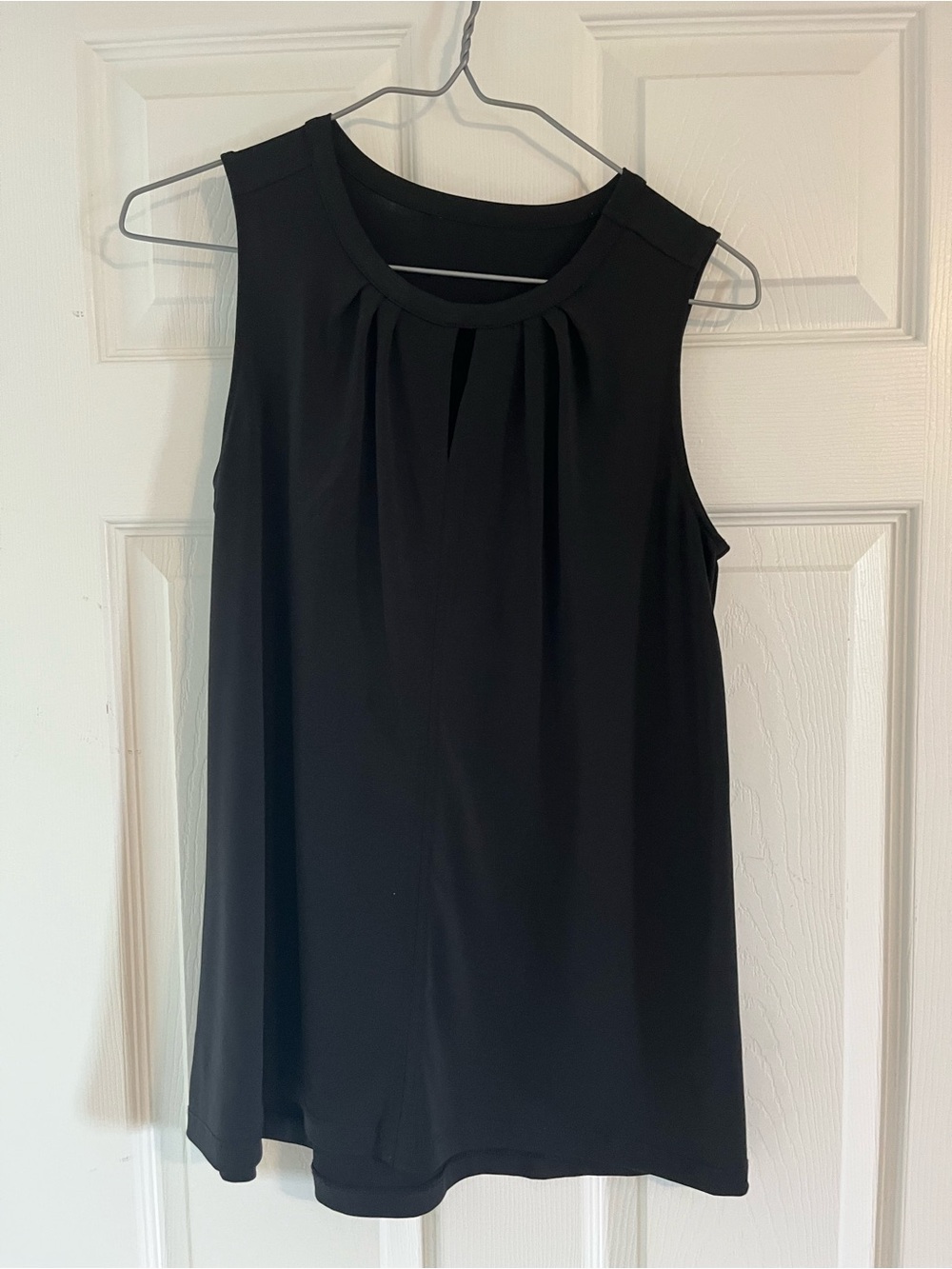 George Black Sleeveless Pleated-Neck Tunic Top